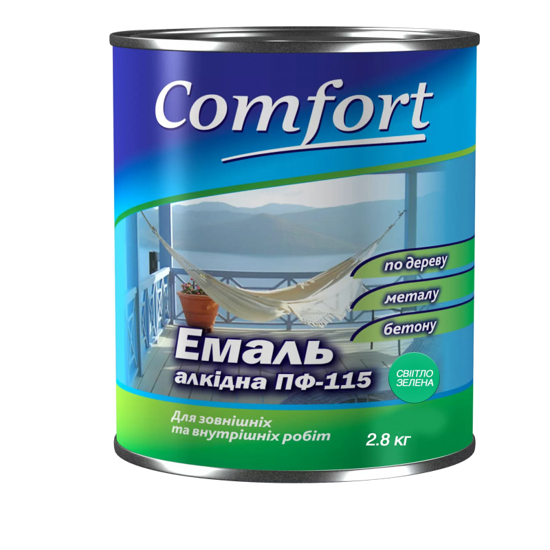 Емаль алкідна COMFORT ПФ-115, глянець світло-зелений, 2,8кг